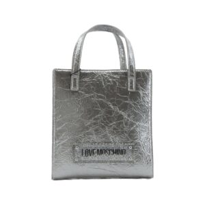 LOGO PLAQUE SILVER METALLIC SHOULDER BAG